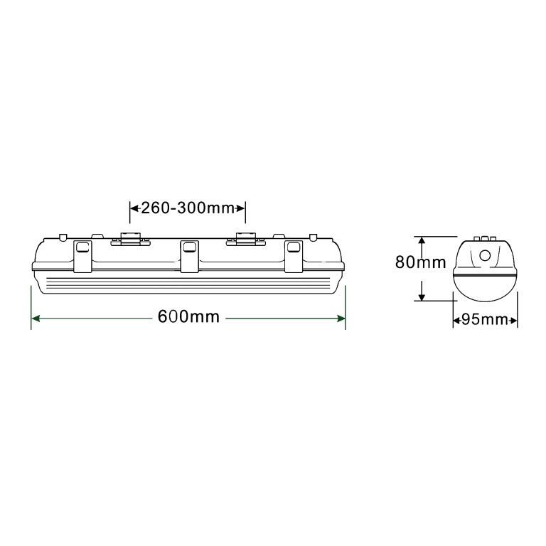 Weatherproof led batten light 2ft